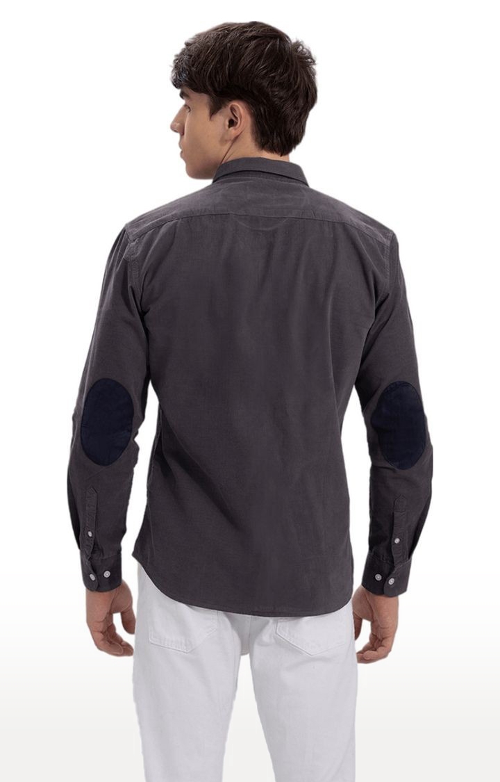 Men's Grey Cotton Solid Casual Shirt