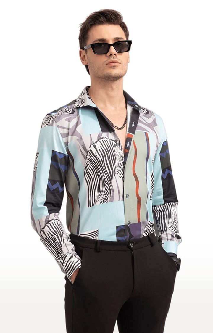 Men's Zebra Print Multicolour Shirt