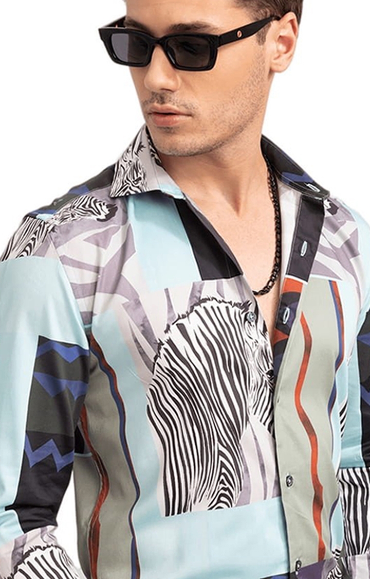 Men's Zebra Print Multicolour Shirt
