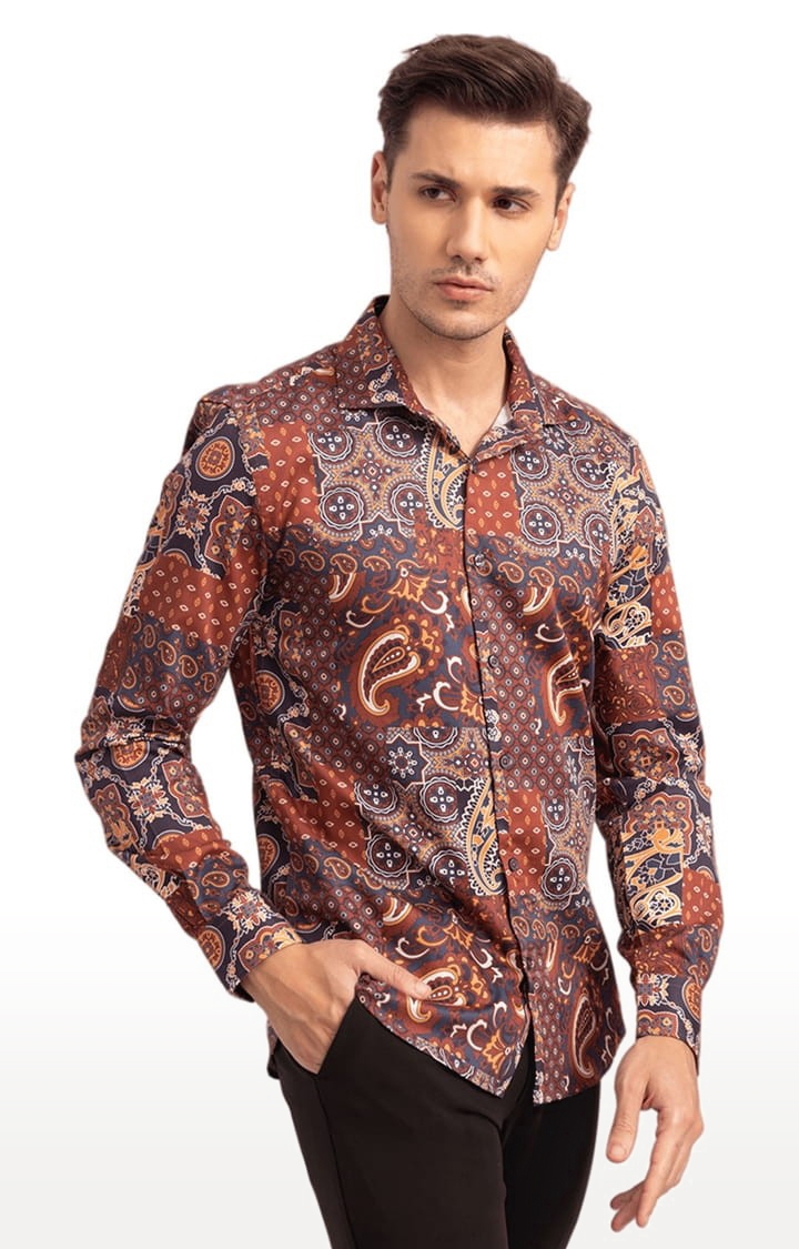 Men's Middle East Brown Paisley Shirt