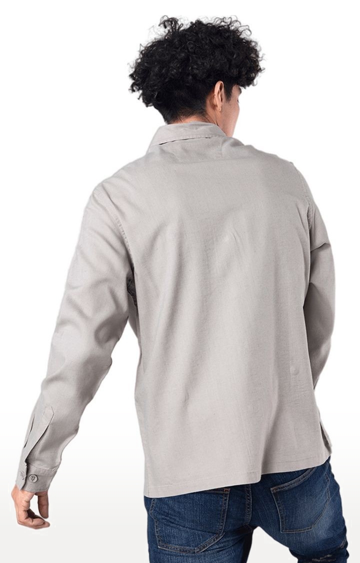 SNITCH | Men's Grey Cotton Solid Casual Shirt 4