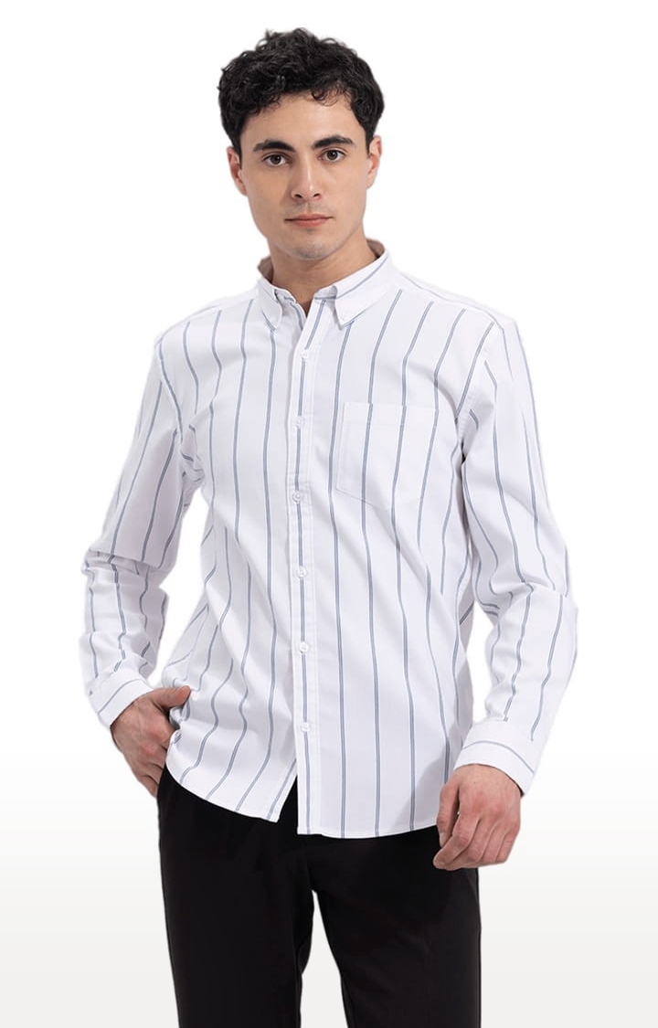 SNITCH | Men's String Stripe White Shirt