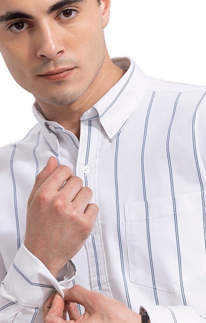 Men's String Stripe White Shirt