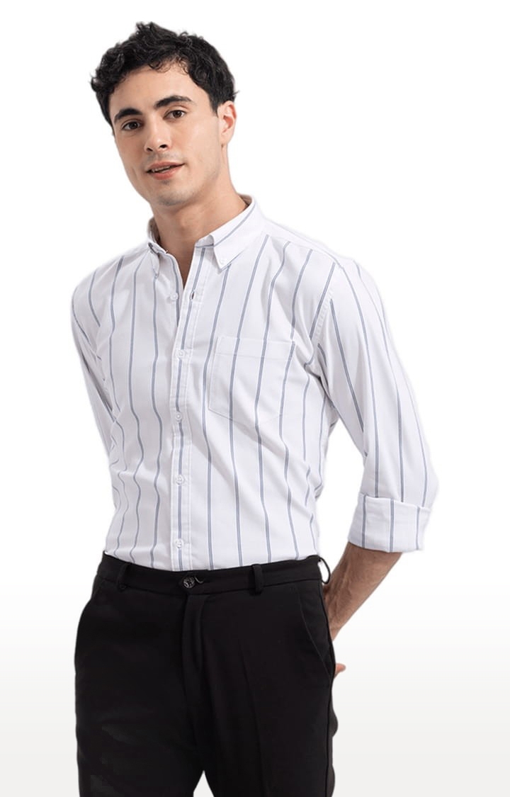 Men's String Stripe White Shirt