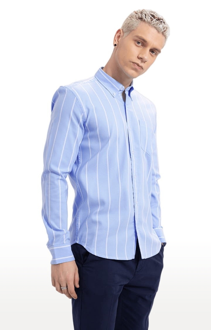 Men's String Stripe Blue Shirt