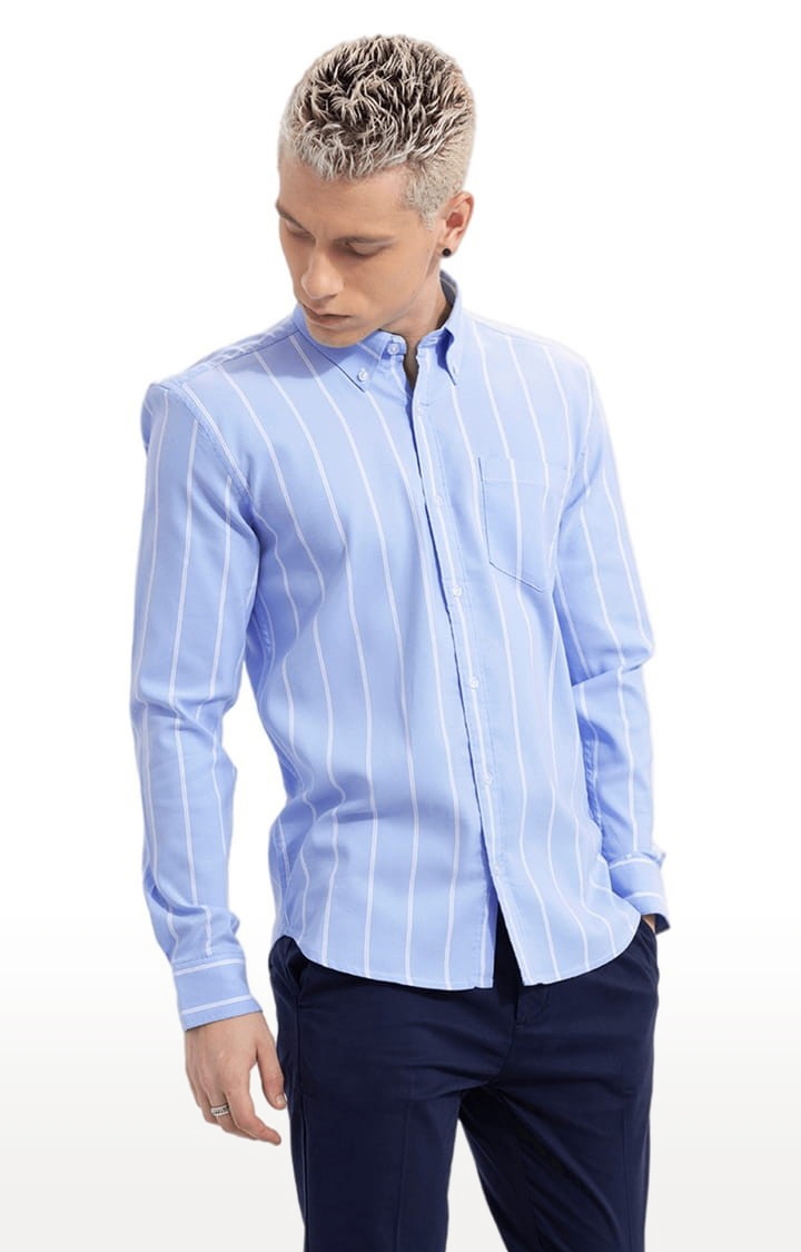 SNITCH | Men's String Stripe Blue Shirt