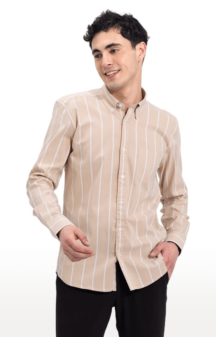 SNITCH | Men's String Stripe Beige Shirt