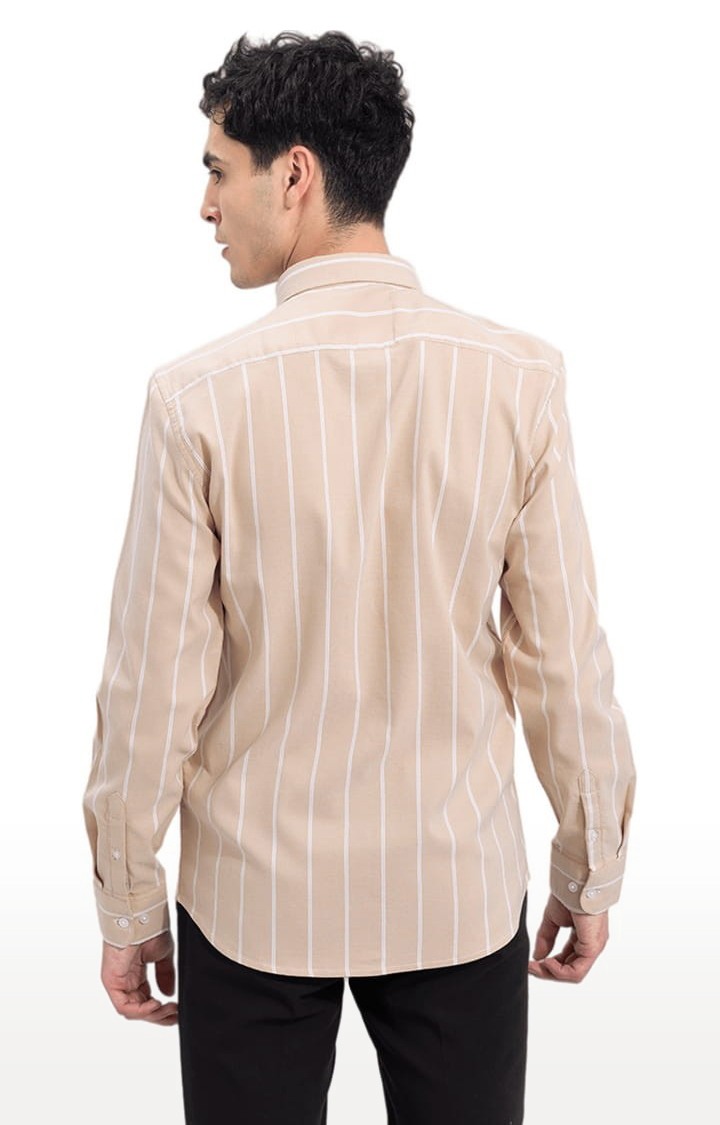 Men's String Stripe Beige Shirt