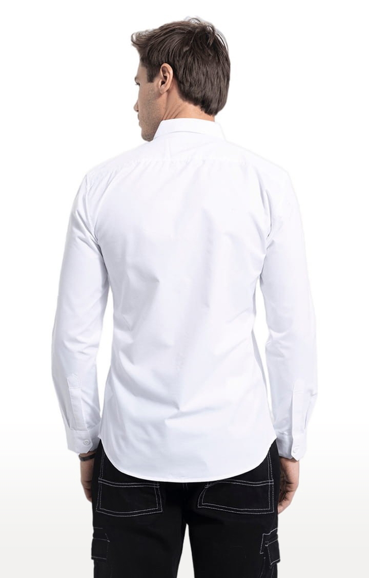 Men's Double Patch Pocket White Shirt