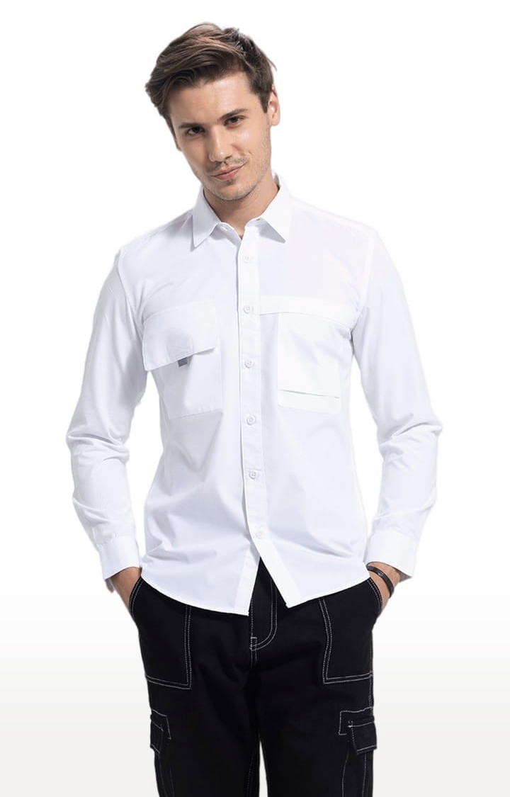 SNITCH | Men's Double Patch Pocket White Shirt