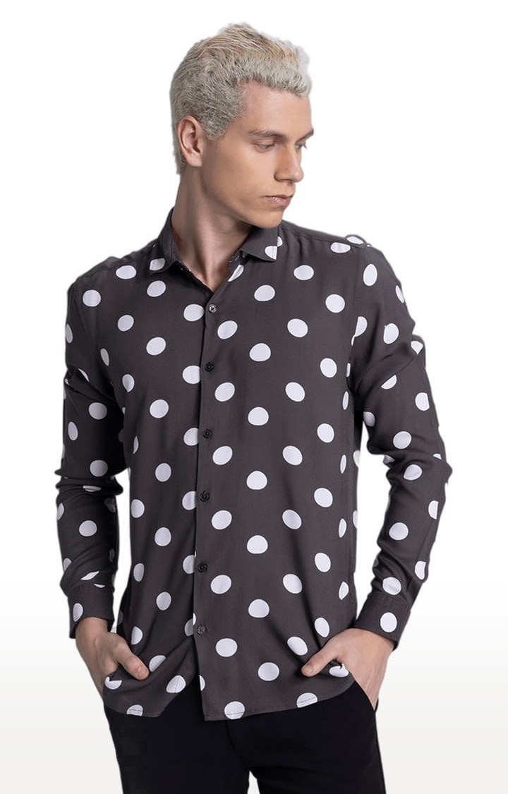 Grey polka dot shirt new arrivals