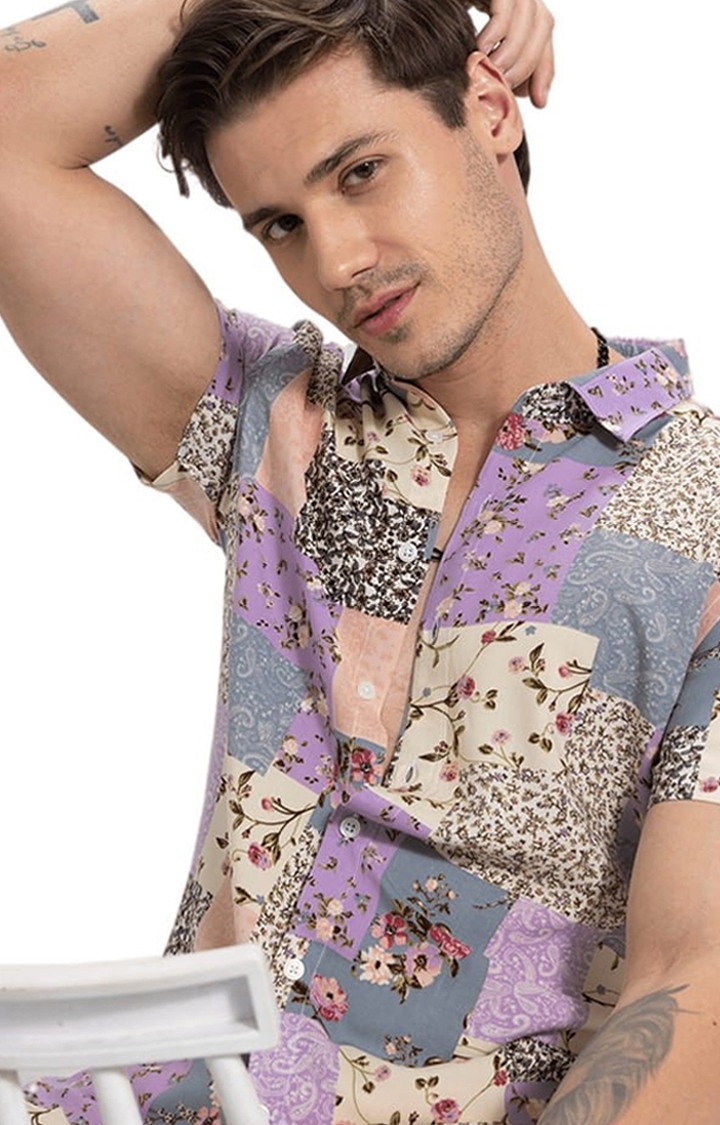 Men's Exotic Patch Print Multi Colour Shirt