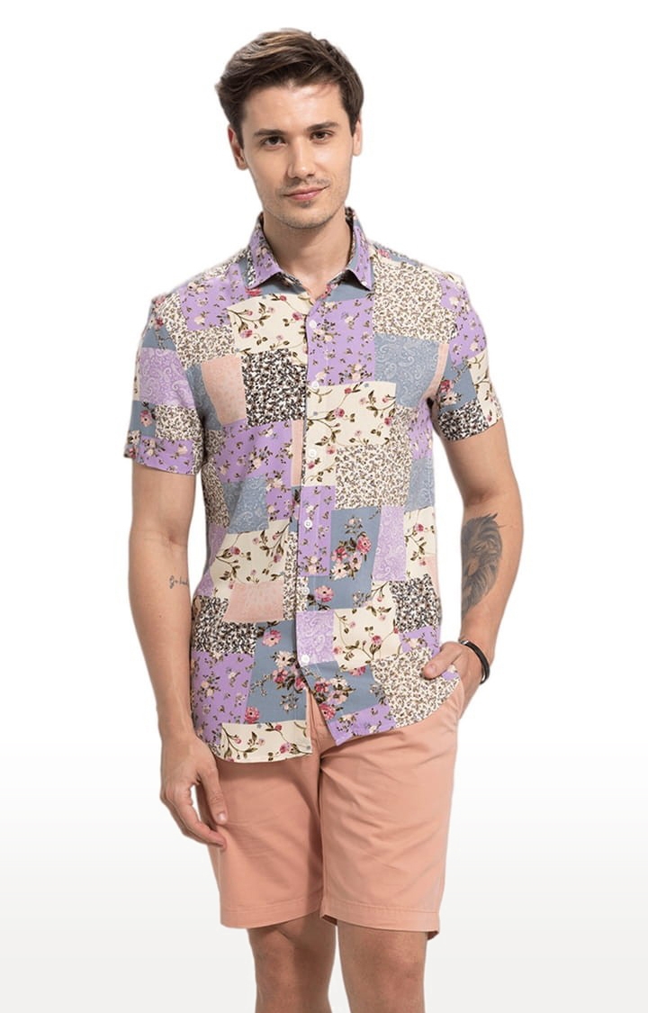 SNITCH | Men's Exotic Patch Print Multi Colour Shirt