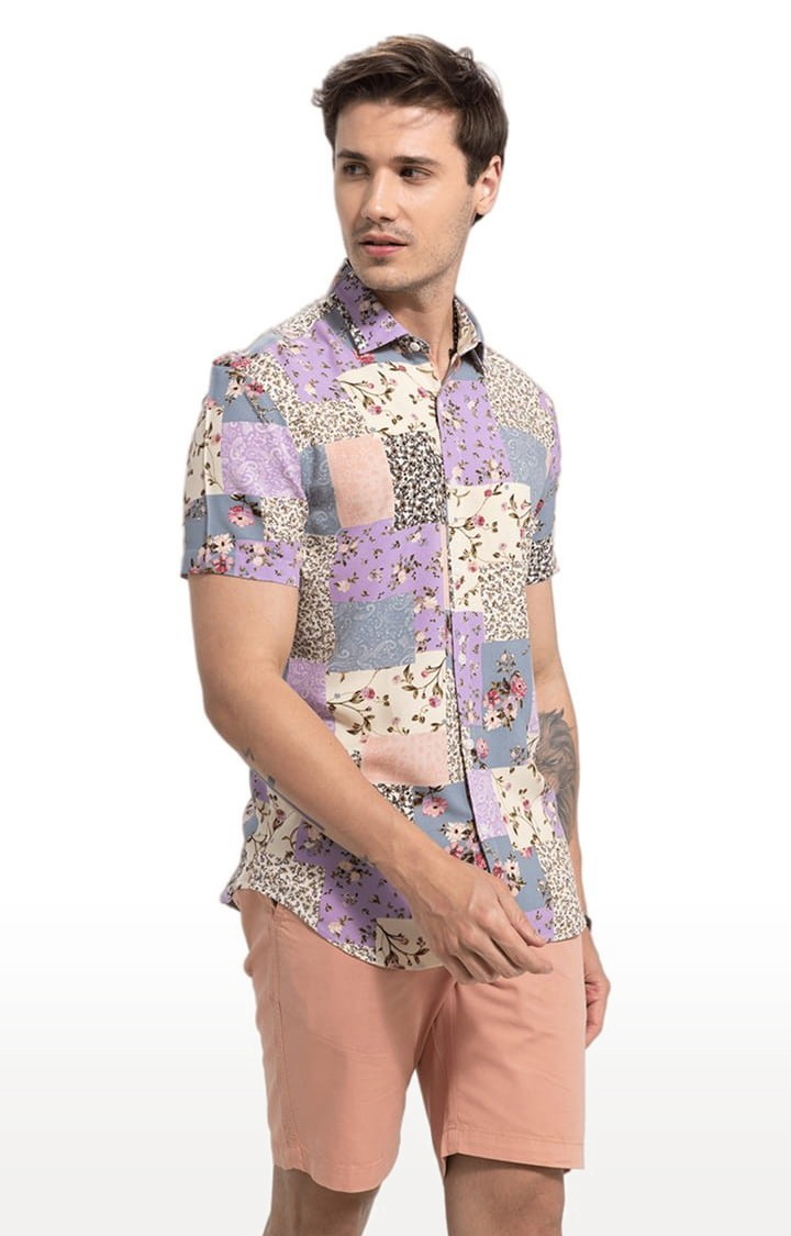 Men's Exotic Patch Print Multi Colour Shirt