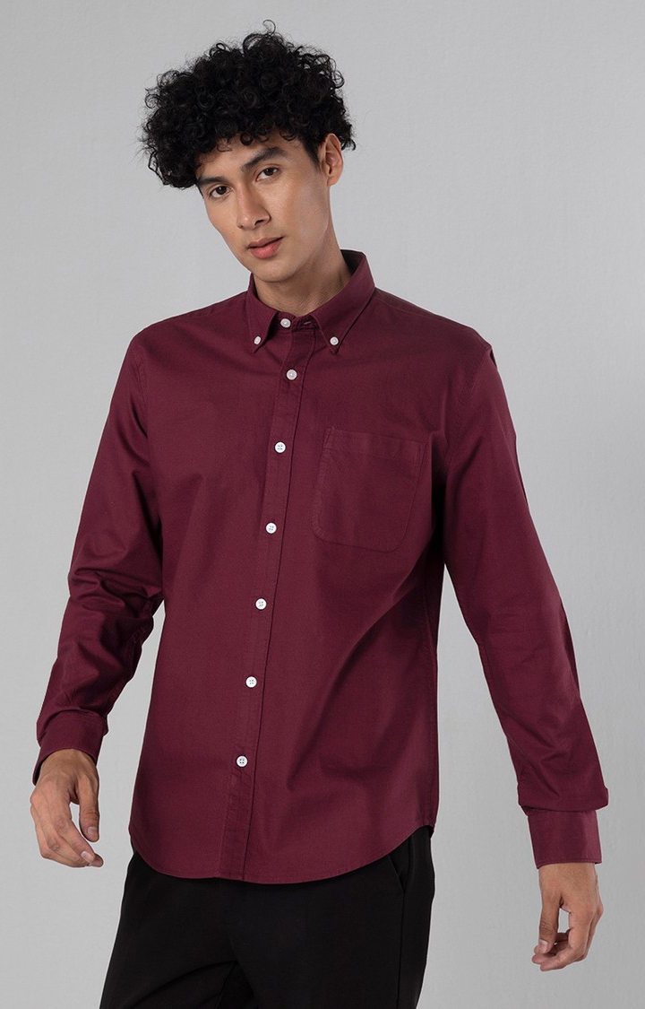 SNITCH | Men's Maroon Cotton Solid Casual Shirt 3