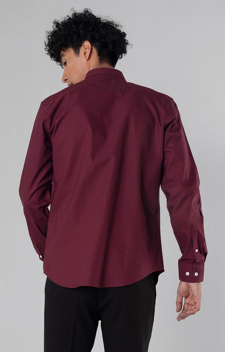 SNITCH | Men's Maroon Cotton Solid Casual Shirt 4