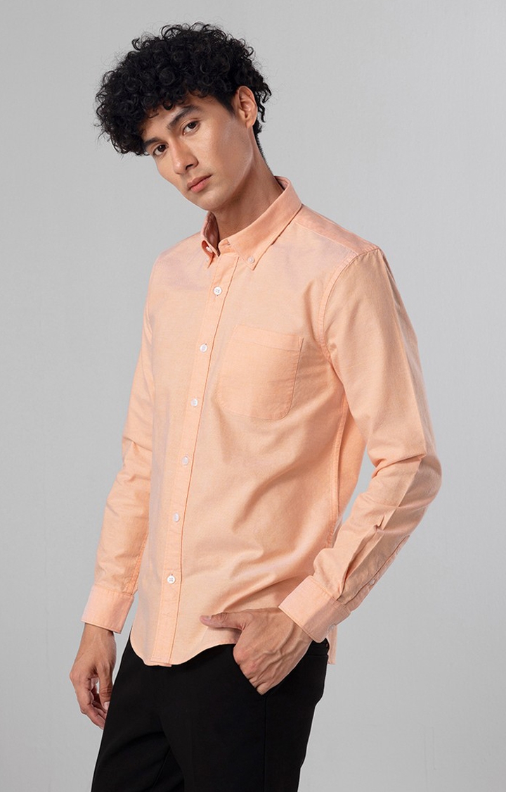 SNITCH | Men's Orange Cotton Solid Casual Shirt 1
