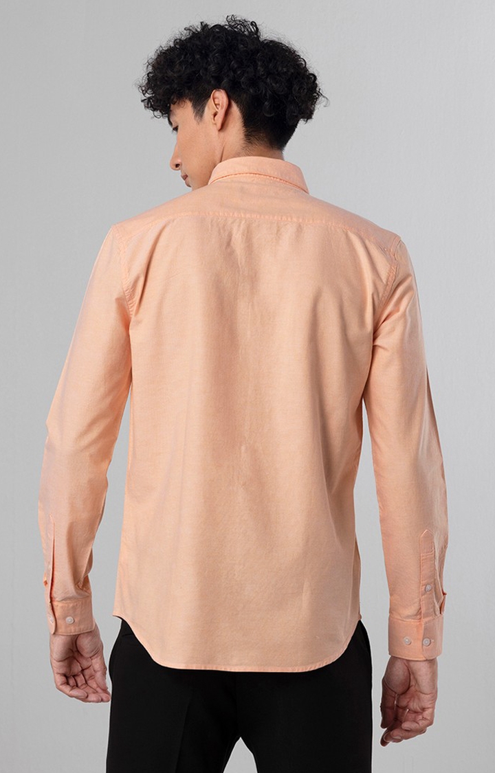 SNITCH | Men's Orange Cotton Solid Casual Shirt 3