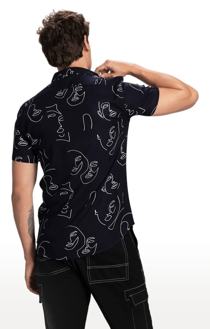 Men's Doodle Face Black Shirt