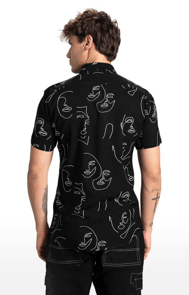 Men's Doodle Face Black Shirt