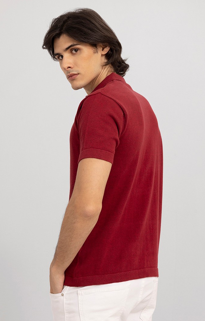 SNITCH | Men's Red Cotton Solid Casual Shirt 2