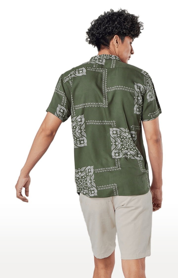 Men's Mosaic Bandana Green Shirt