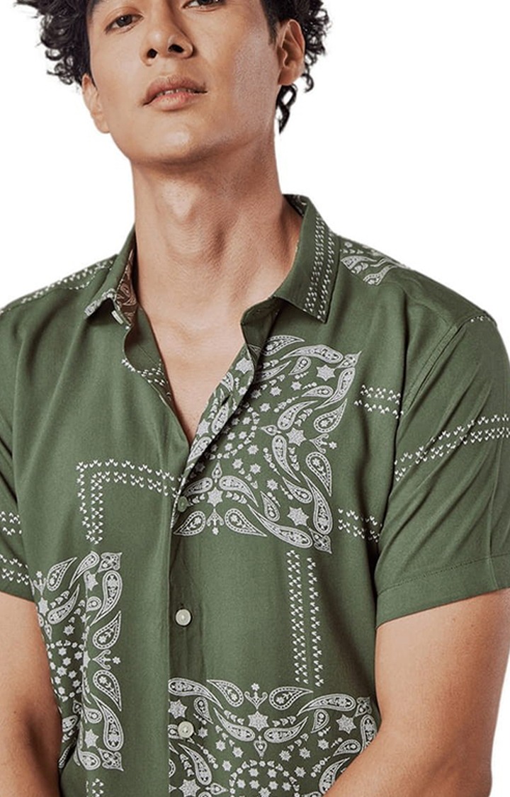 Men's Mosaic Bandana Green Shirt