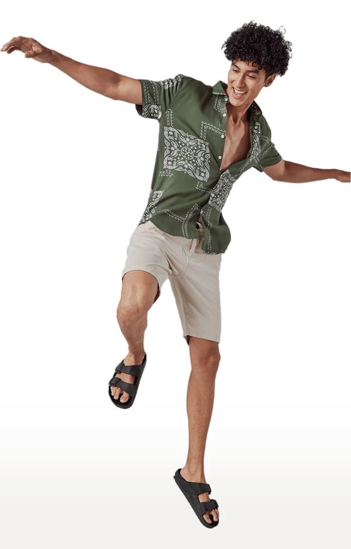 Men's Mosaic Bandana Green Shirt