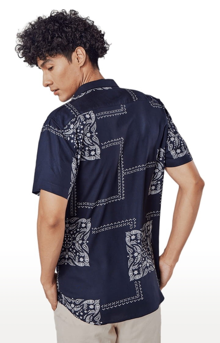 Men's Mosaic Bandana Navy Shirt
