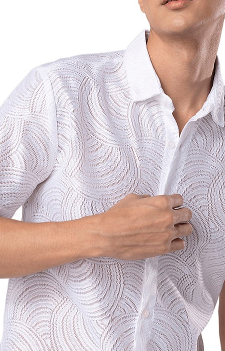 Men's Hawaiian Hakoba Wave White Shirt
