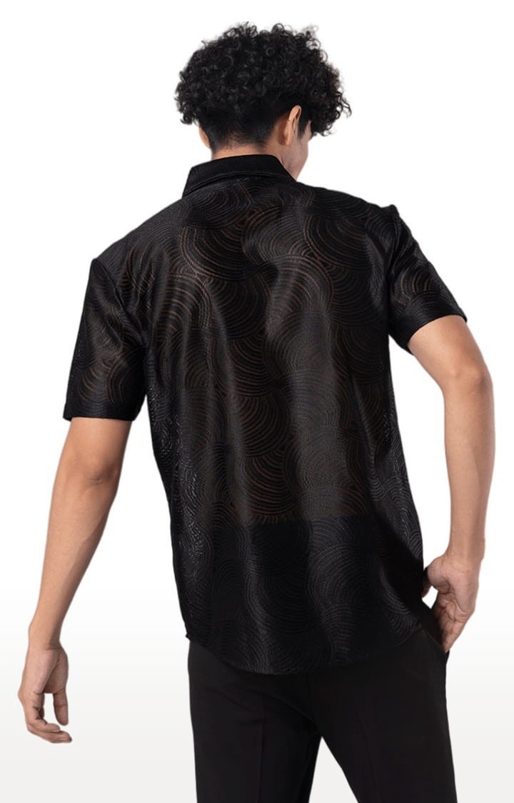 Men's Hawaiian Hakoba Wave Black Shirt