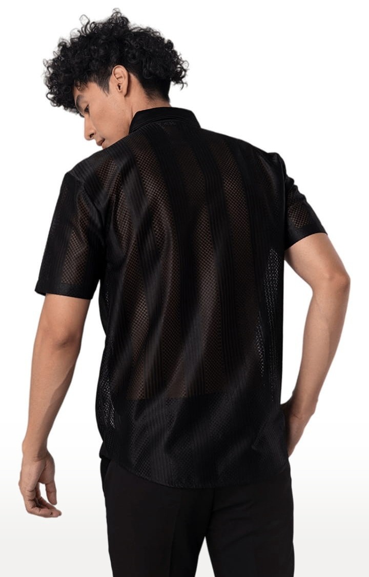 Men's Hawaiian Hakoba Combination Black Shirt