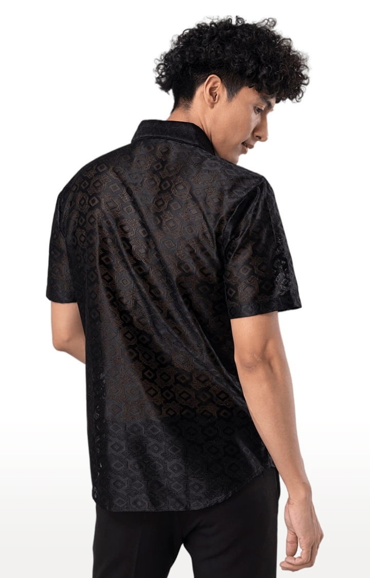 Men\'s Hawaiian Hakoba Rhombus Black Shirt