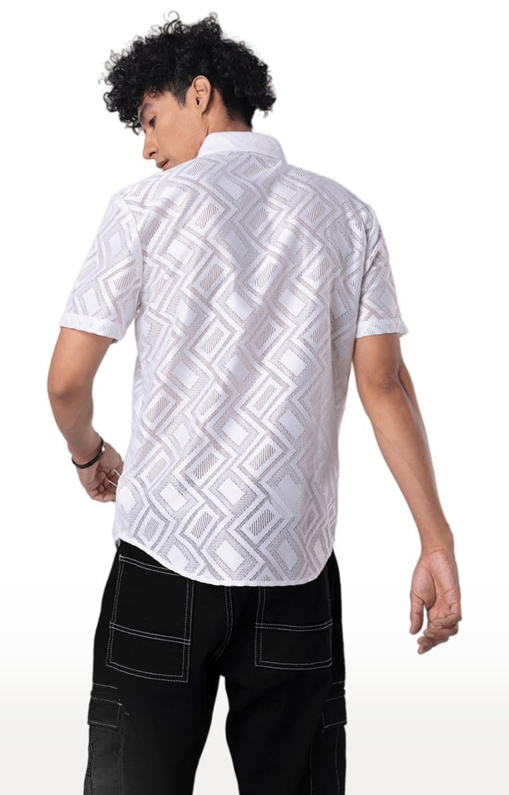 Men's Hawaiian Hakoba Rectangle White Shirt