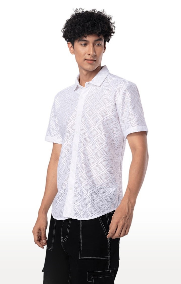 Men's Hawaiian Hakoba Square White Shirt