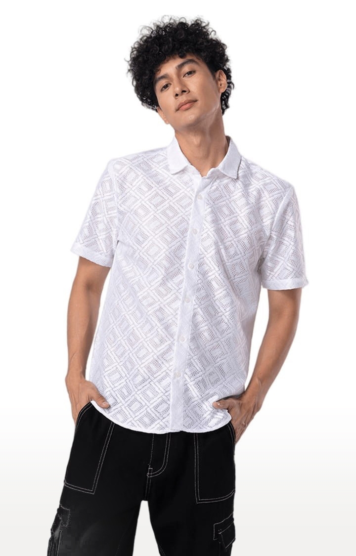 SNITCH | Men's Hawaiian Hakoba Square White Shirt