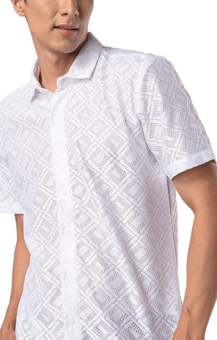 Men's Hawaiian Hakoba Square White Shirt