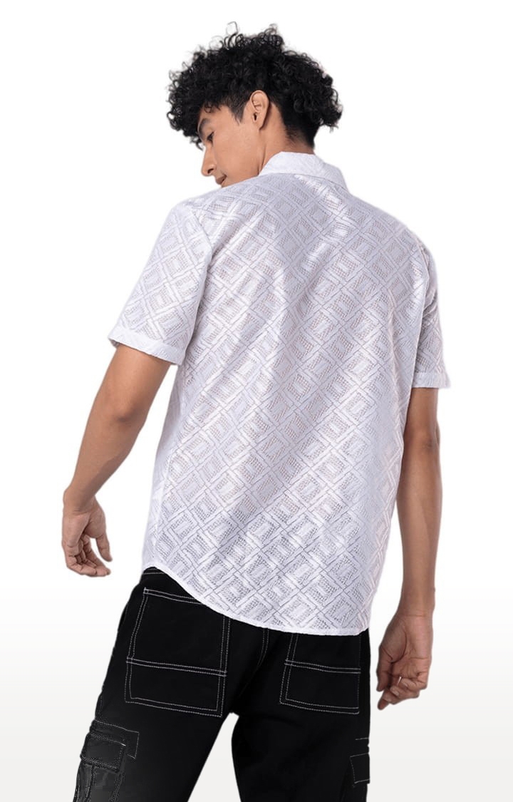 Men's Hawaiian Hakoba Square White Shirt