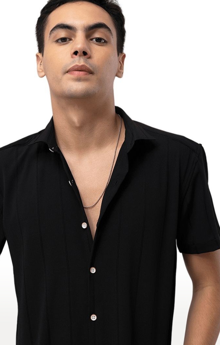 SNITCH | Men's Black Cotton Solid Casual Shirt 3