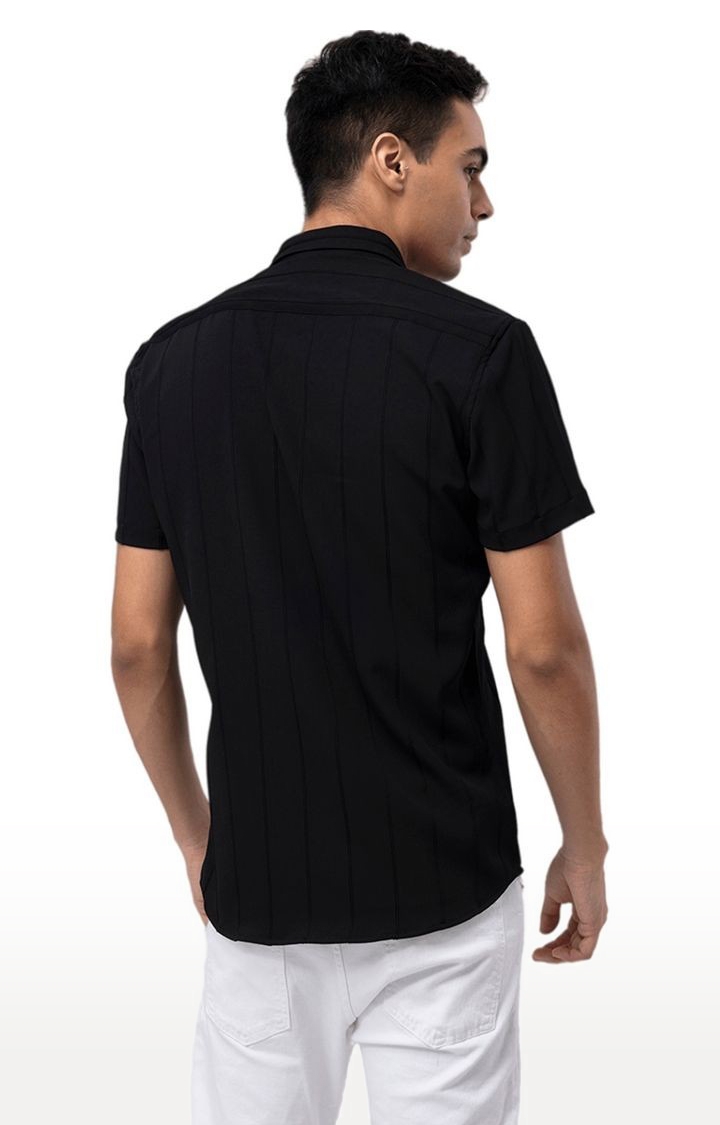 SNITCH | Men's Black Cotton Solid Casual Shirt 2