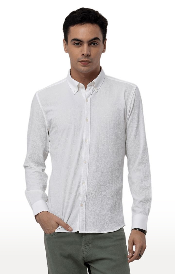SNITCH | Men's White Cotton Solid Casual Shirt