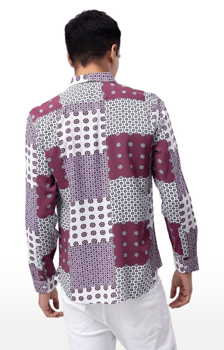 Men's Purple Rayon Printed Casual Shirt