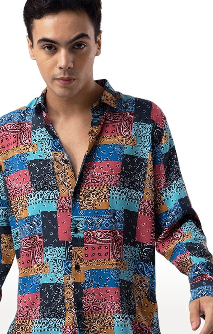 Men's Multicolor Rayon Printed Casual Shirt