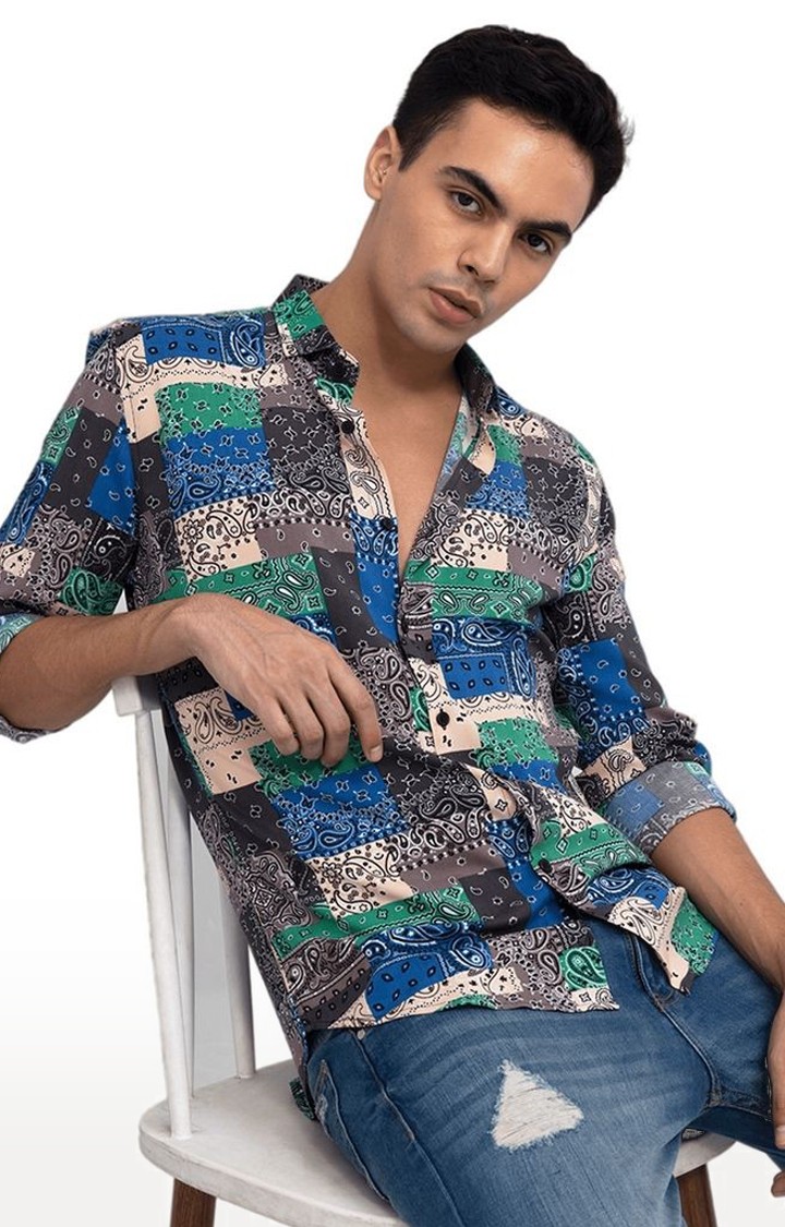 Men's Multicolor Rayon Printed Casual Shirt
