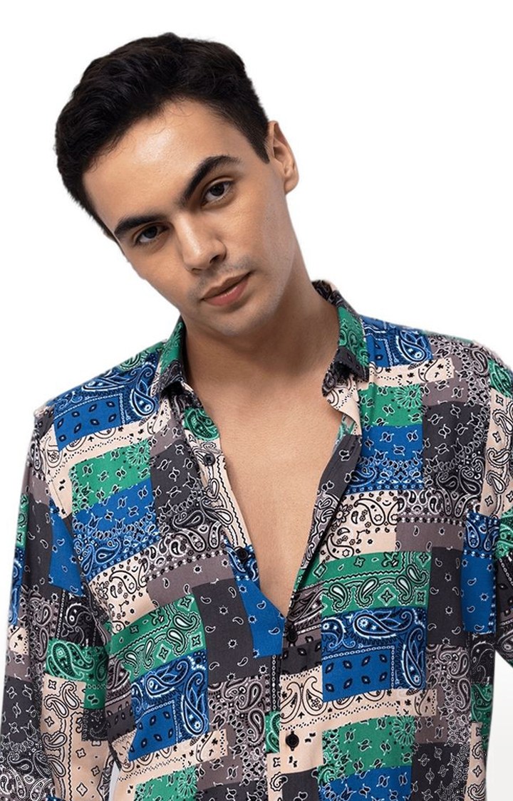 Men's Multicolor Rayon Printed Casual Shirt