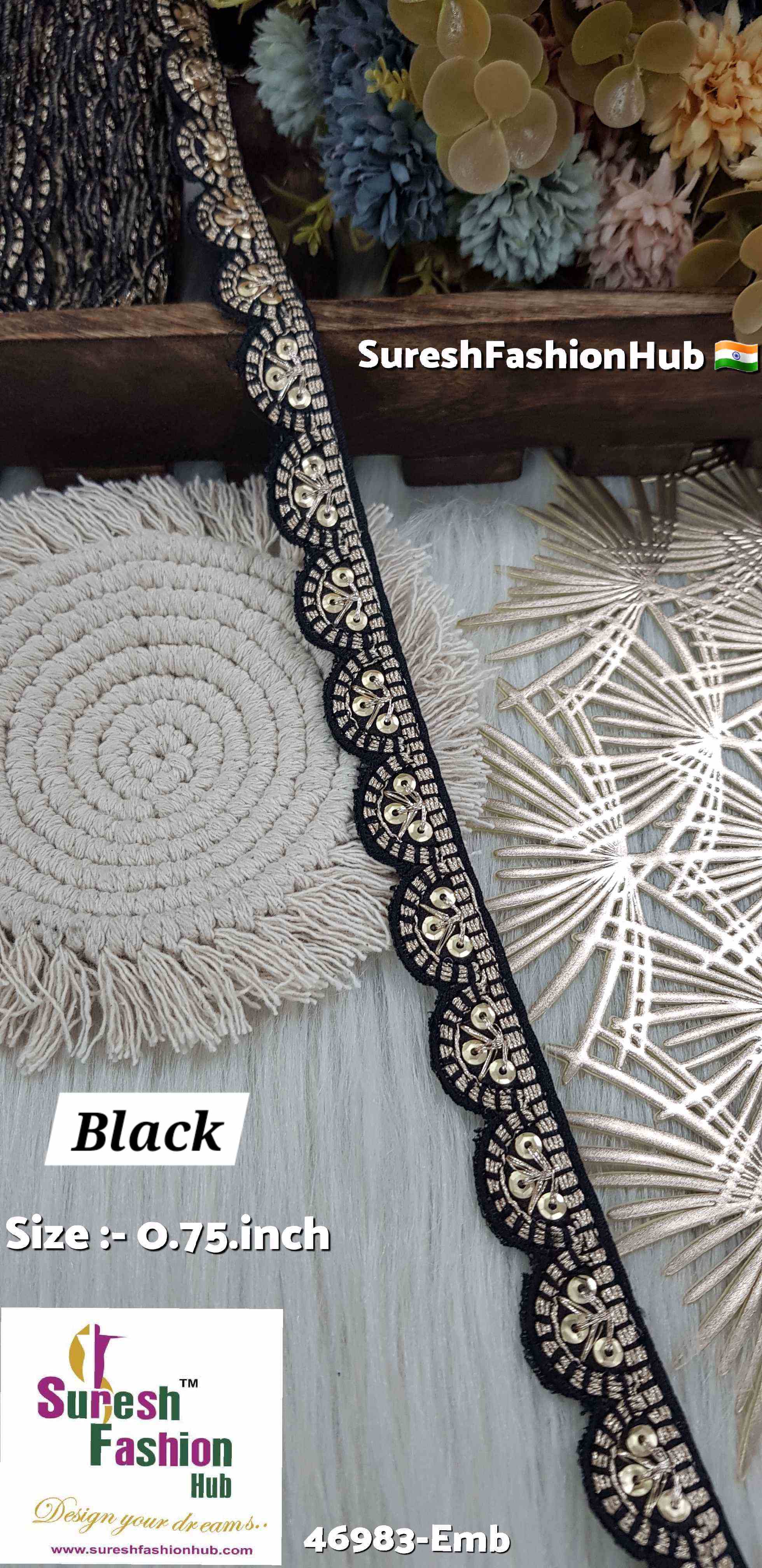 Black Elegant Gold Scallop Lace