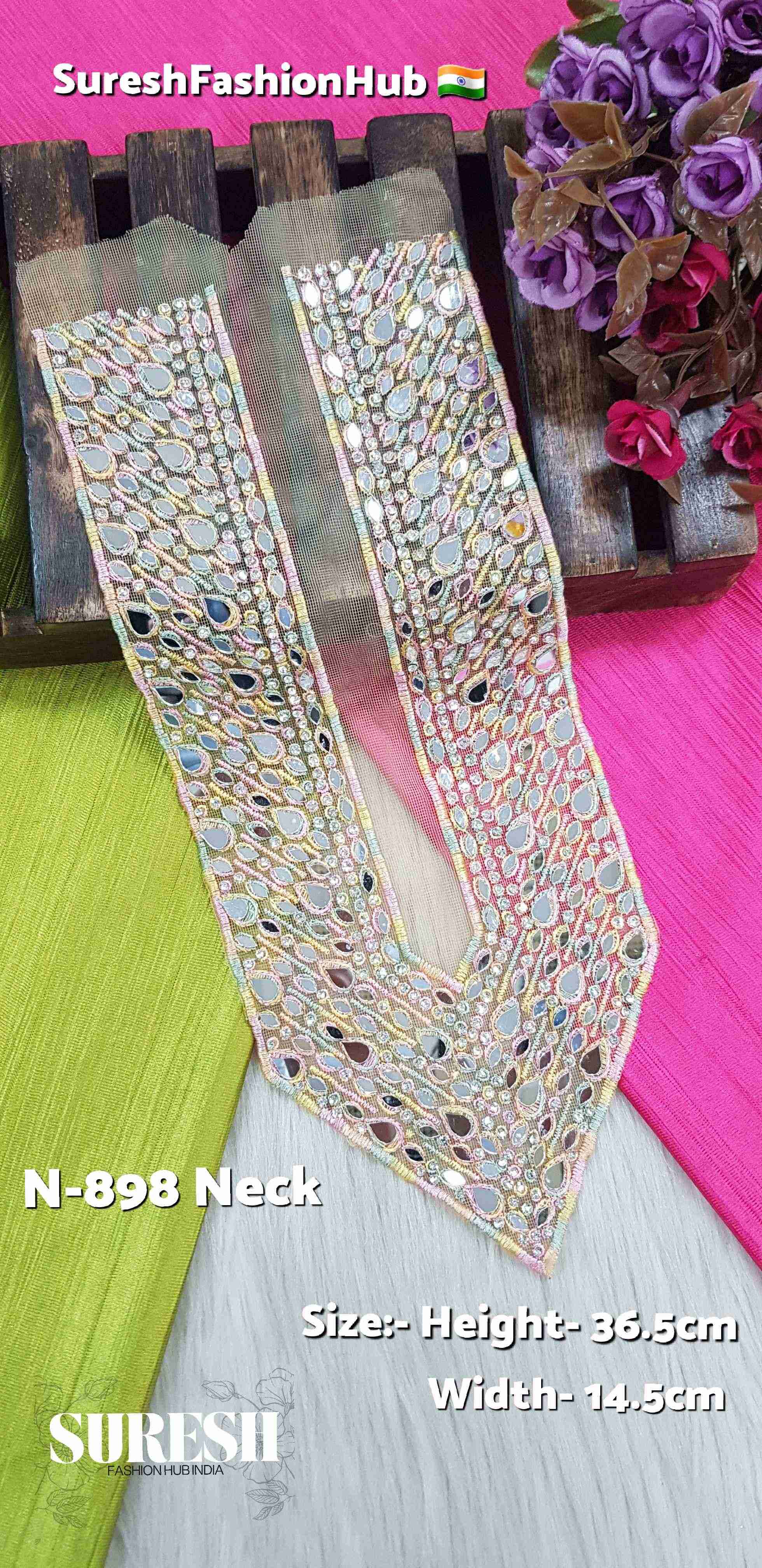 Festive Bloom Mirror Neck Design – Light Multi | N-898