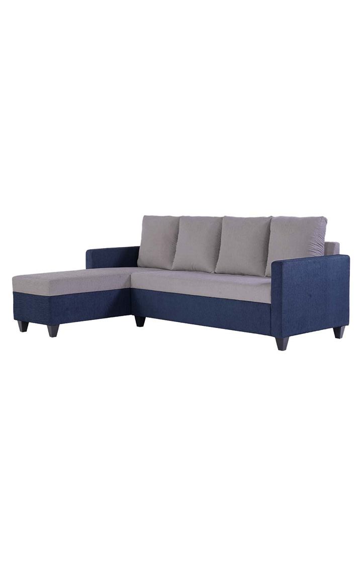 neudot Saya RHS Sectional Sofa for Living Room |6 Person Sofa| Premium Fabric with Cushioned Armrest | 12 Months Warranty| Solid Wood Frame| 6 Seater in Saya Duo Blue Color DIY(Do-It-Yourself)
