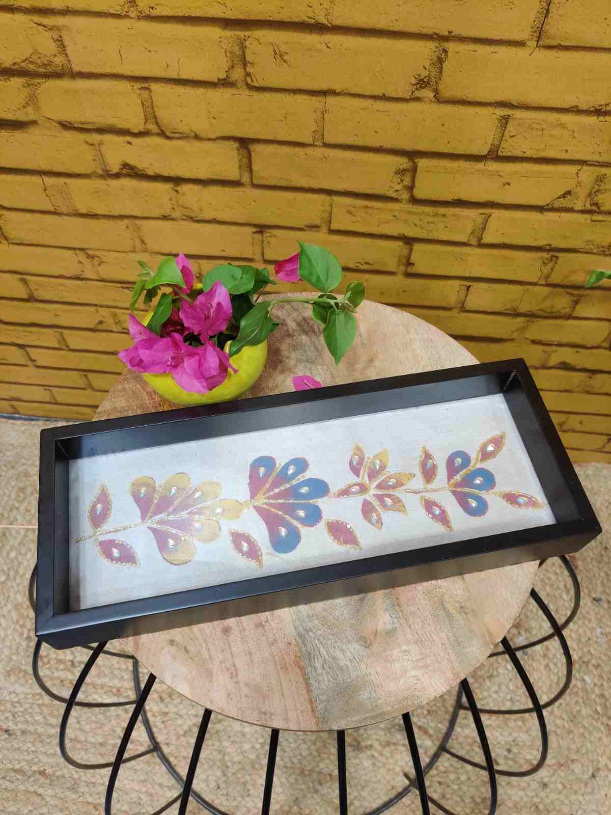 Floral Handpainted Wooden Tray