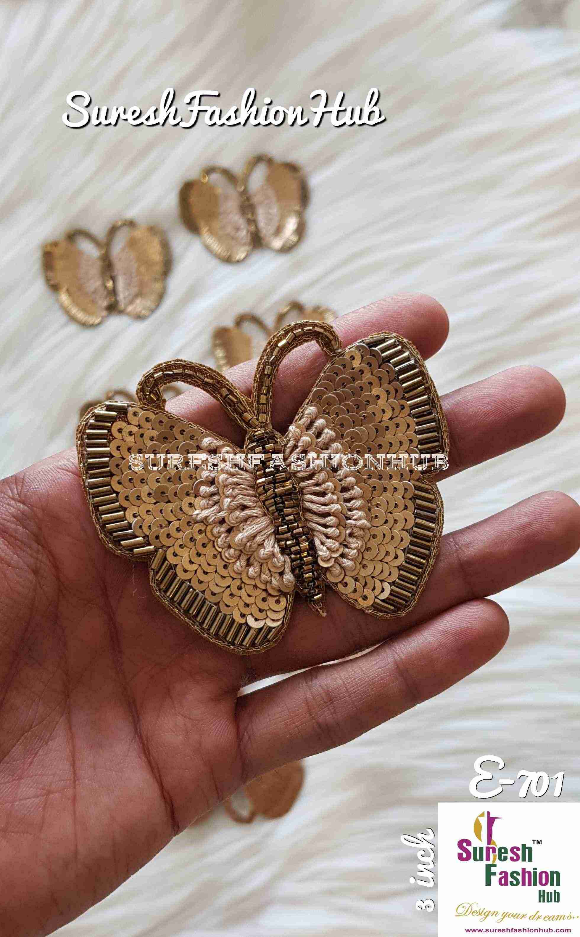 Golden Sequence Embellished Butterfly Patch